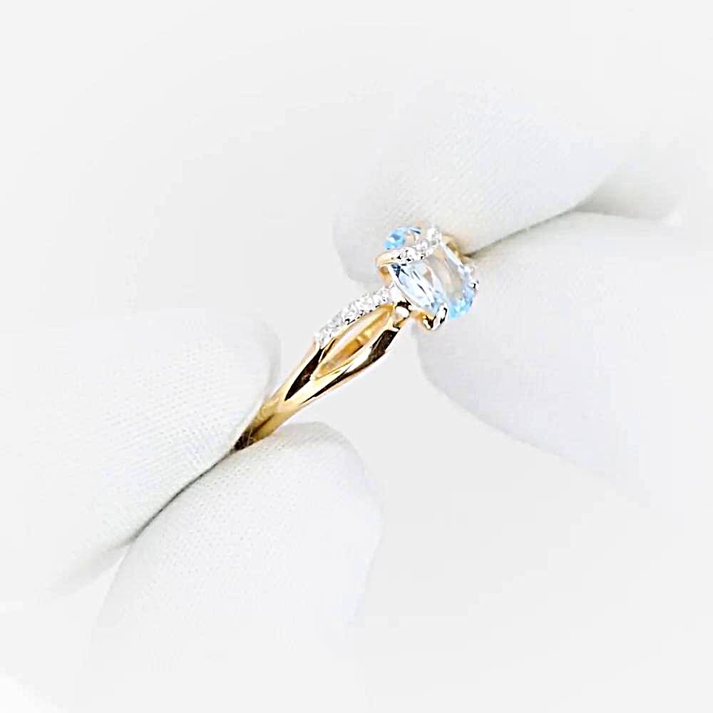 Кольцо с топазами и фианитами из красного золота 585 пробы 1