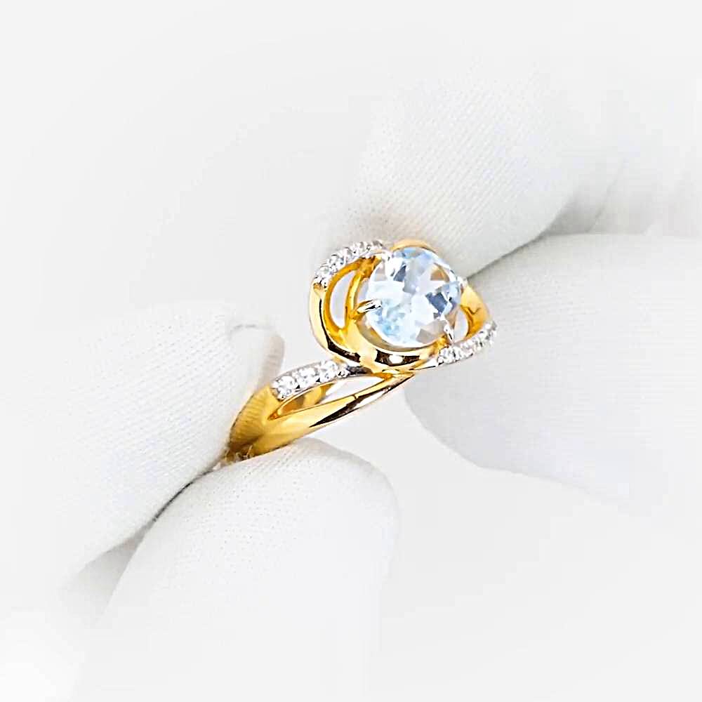 Кольцо с топазами и фианитами из красного золота 585 пробы 1