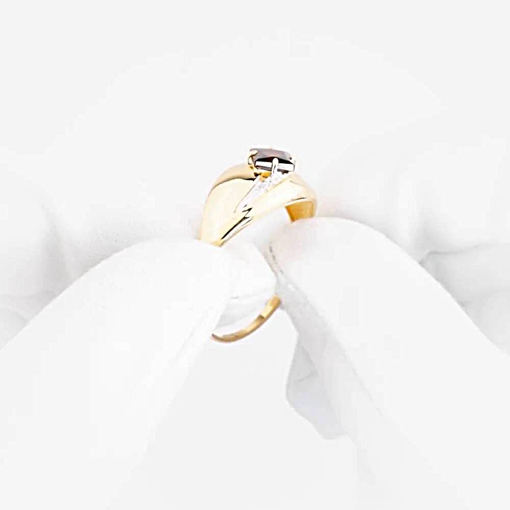 Кольцо с гранатами и фианитами из красного золота 585 пробы 1