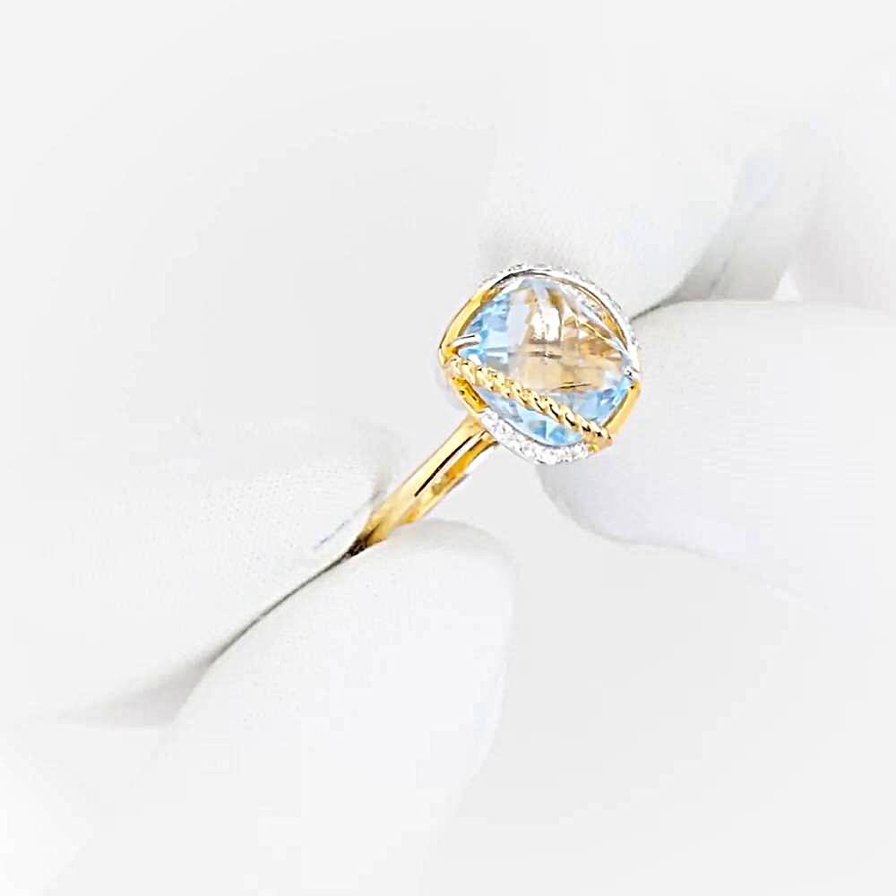 Кольцо с топазами и фианитами из красного золота 585 пробы 1