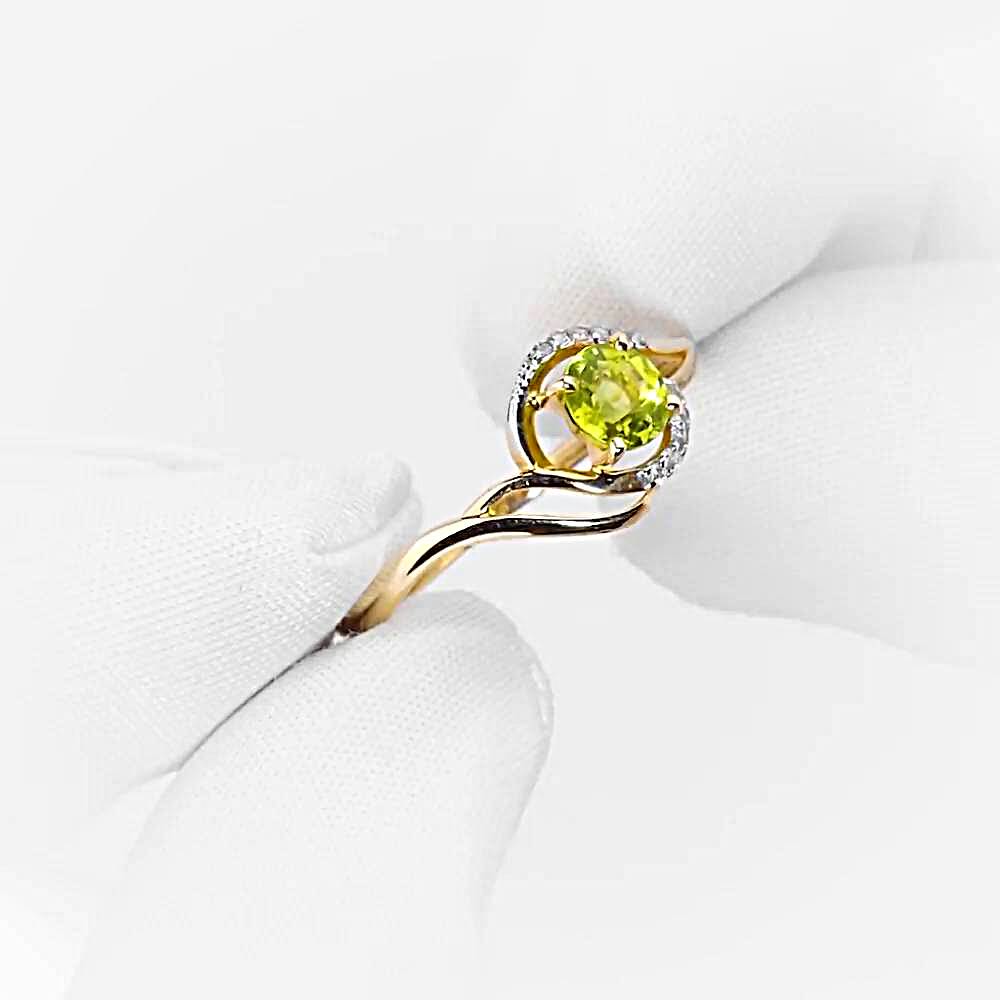 Кольцо с хризолитами и фианитами из красного золота 585 пробы 1