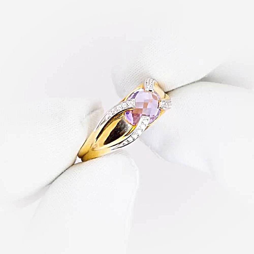 Кольцо с аметистами и фианитами из красного золота 585 пробы 1