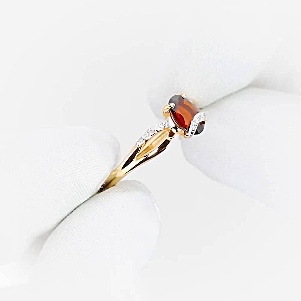 Кольцо с гранатами и фианитами из красного золота 585 пробы 1