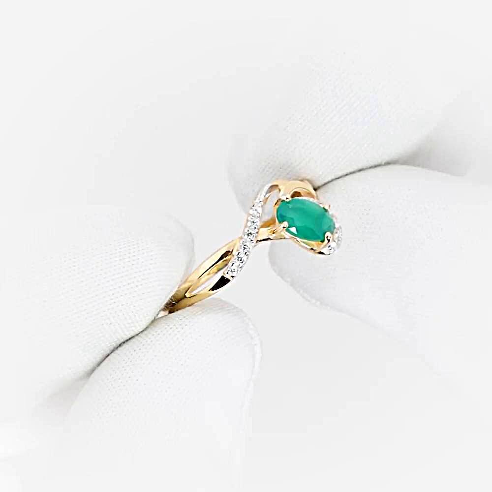 Кольцо с агатами и фианитами из красного золота 585 пробы 1