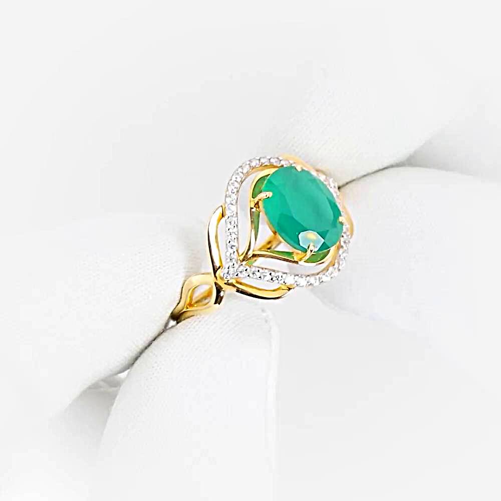 Кольцо с агатами и фианитами из красного золота 585 пробы 1