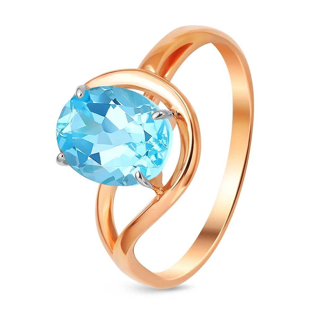 Кольцо с топазом из красного золота 585 пробы