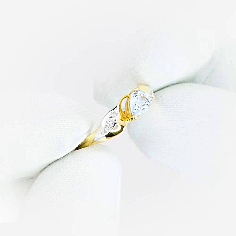 Кольцо с топазами и фианитами из красного золота 585 пробы 1