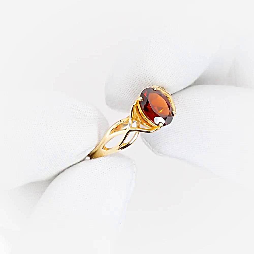 Кольцо с гранатом из красного золота 585 пробы 1