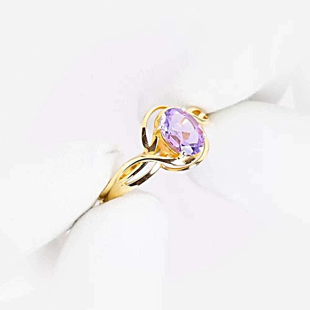 Кольцо с аметистом из красного золота 585 пробы 1