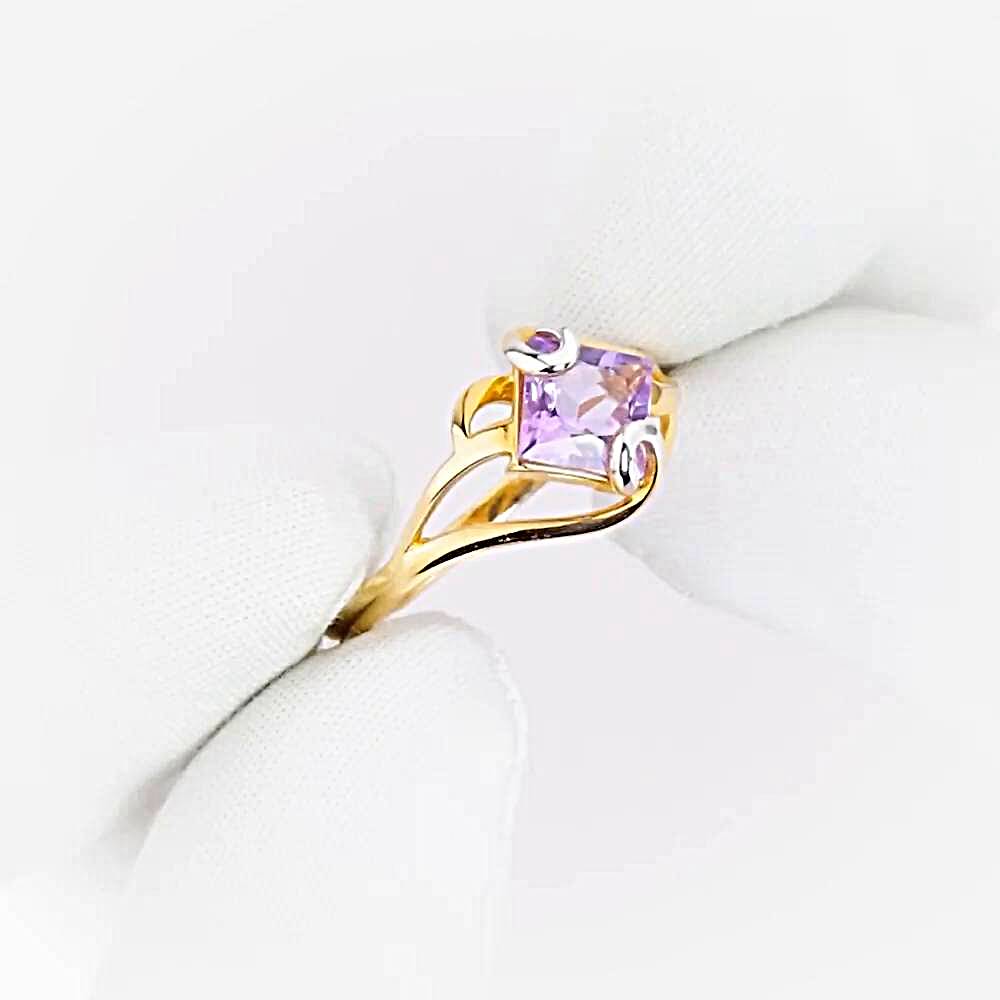 Кольцо с аметистом из красного золота 585 пробы 1