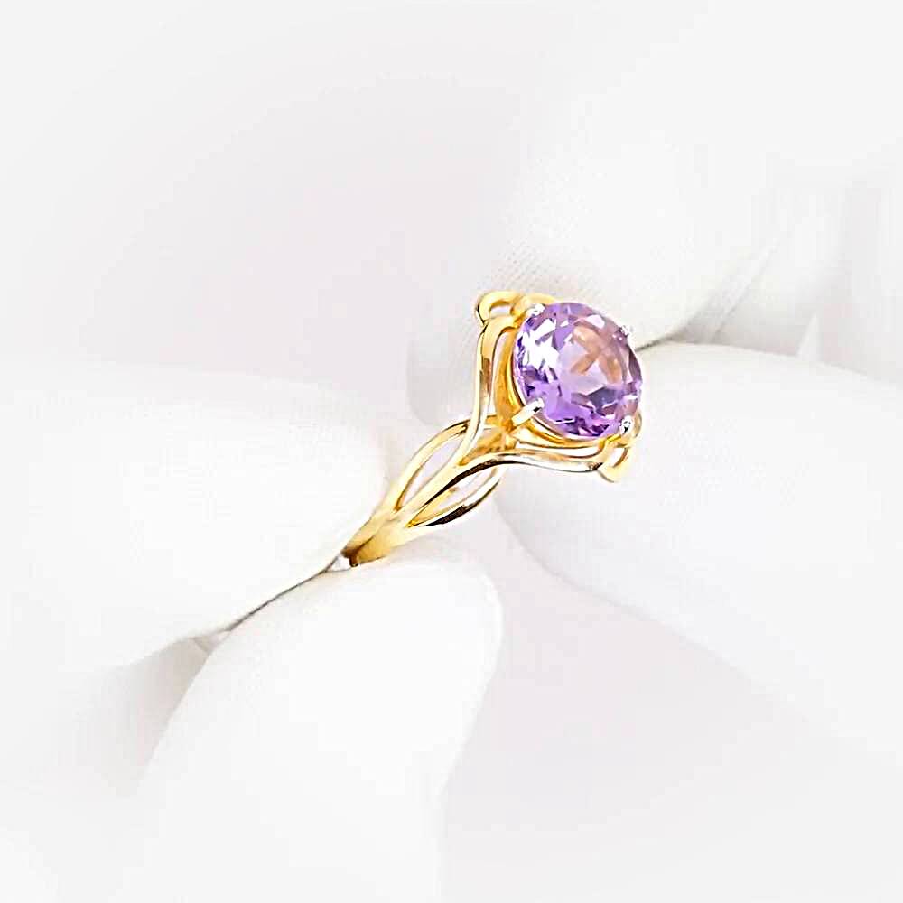 Кольцо с аметистом из красного золота 585 пробы 1