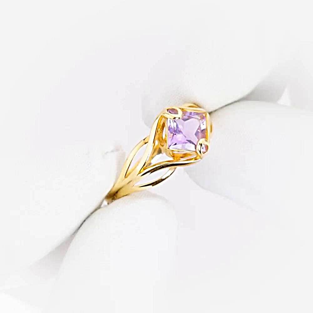 Кольцо с аметистом из красного золота 585 пробы 1