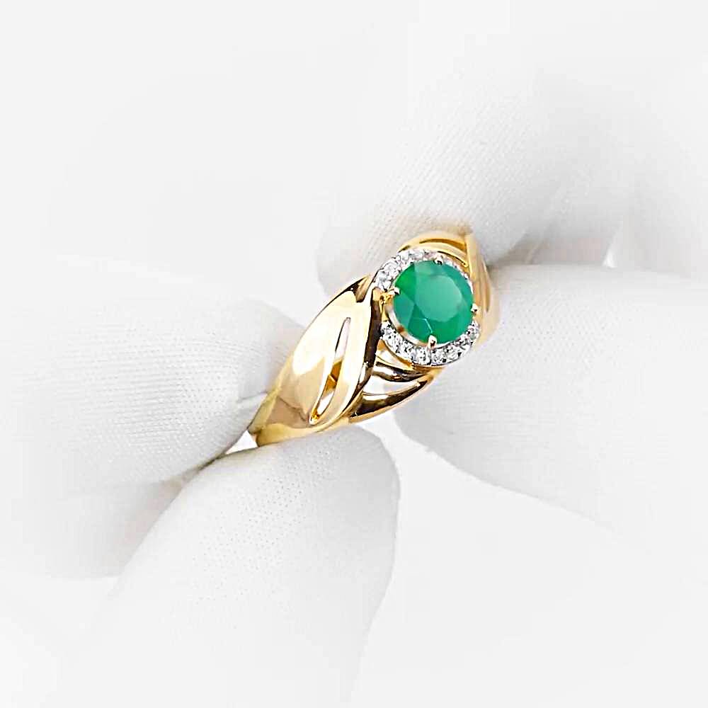 Кольцо с агатами и фианитами из красного золота 585 пробы 1