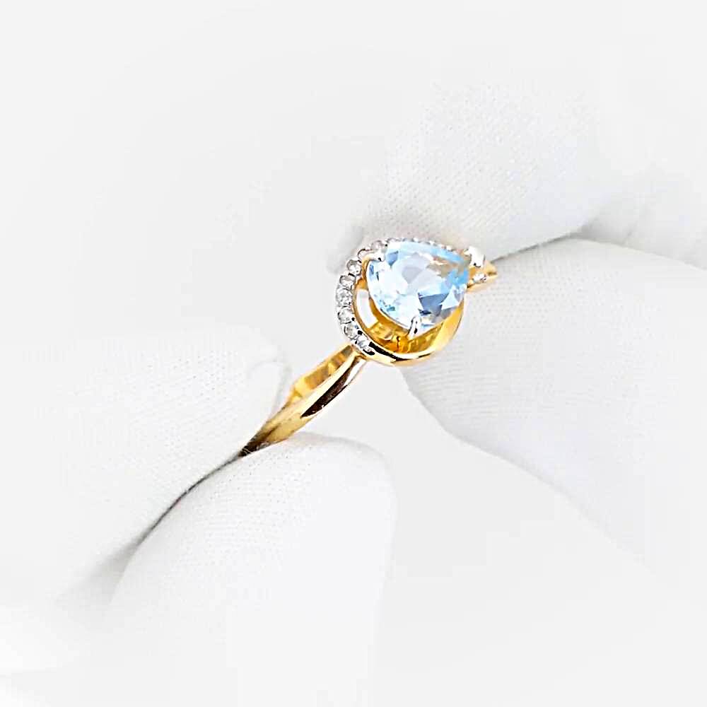 Кольцо с топазами и фианитами из красного золота 585 пробы 1