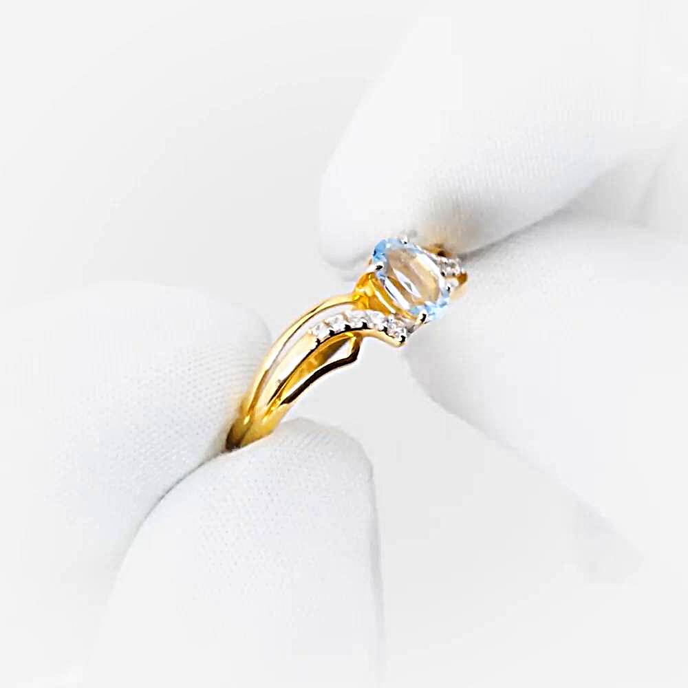 Кольцо с топазами и фианитами из красного золота 585 пробы 1