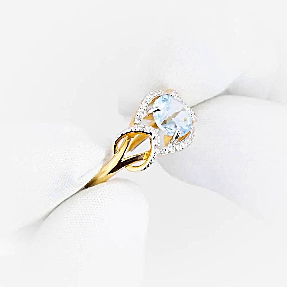 Кольцо с топазами и фианитами из красного золота 585 пробы 1