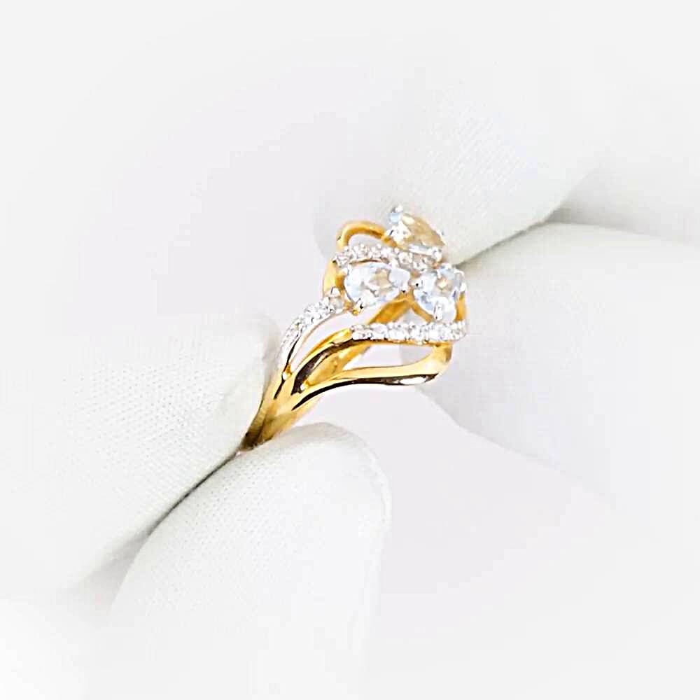 Кольцо с топазами и фианитами из красного золота 585 пробы 1