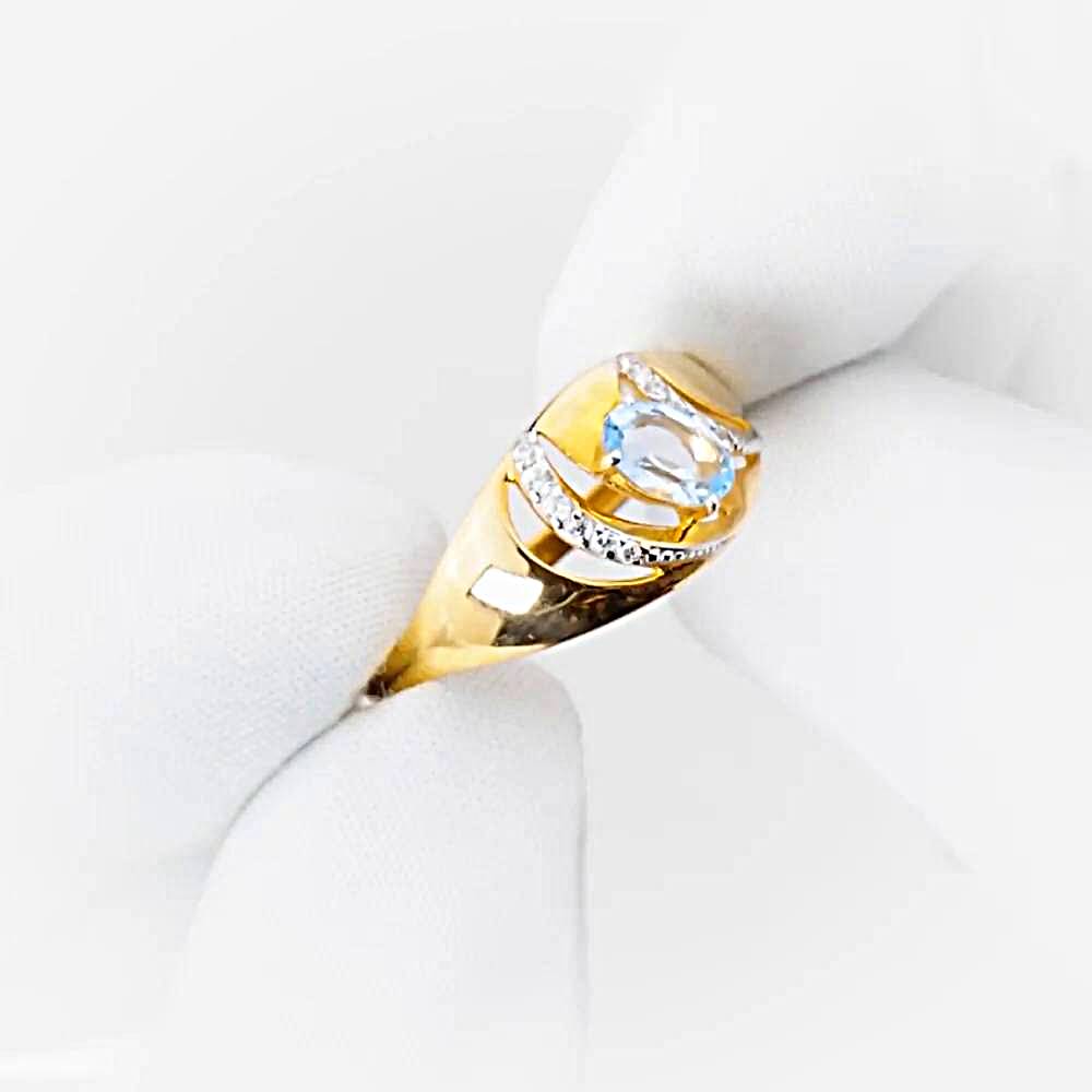 Кольцо с топазами и фианитами из красного золота 585 пробы 1