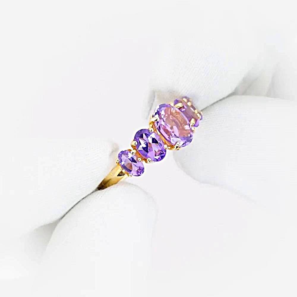 Кольцо с аметистами из красного золота 585 пробы 1