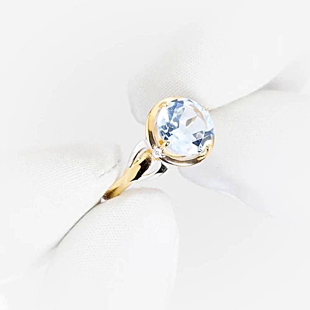 Кольцо с топазами и фианитами из красного золота 585 пробы 1