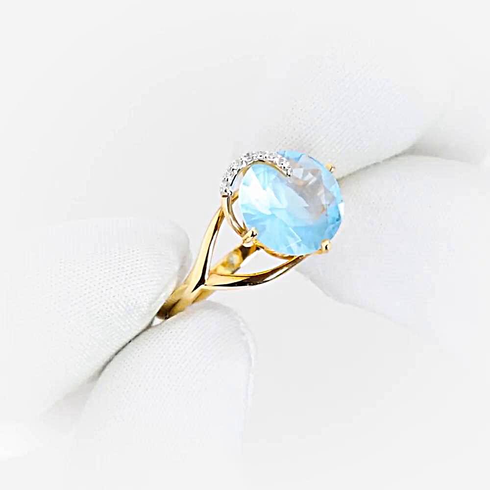 Кольцо с топазами и фианитами из красного золота 585 пробы 1