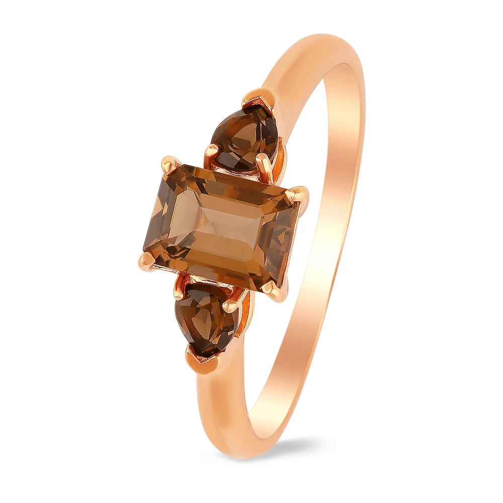 Кольцо с раух-топазами из красного золота 585 пробы