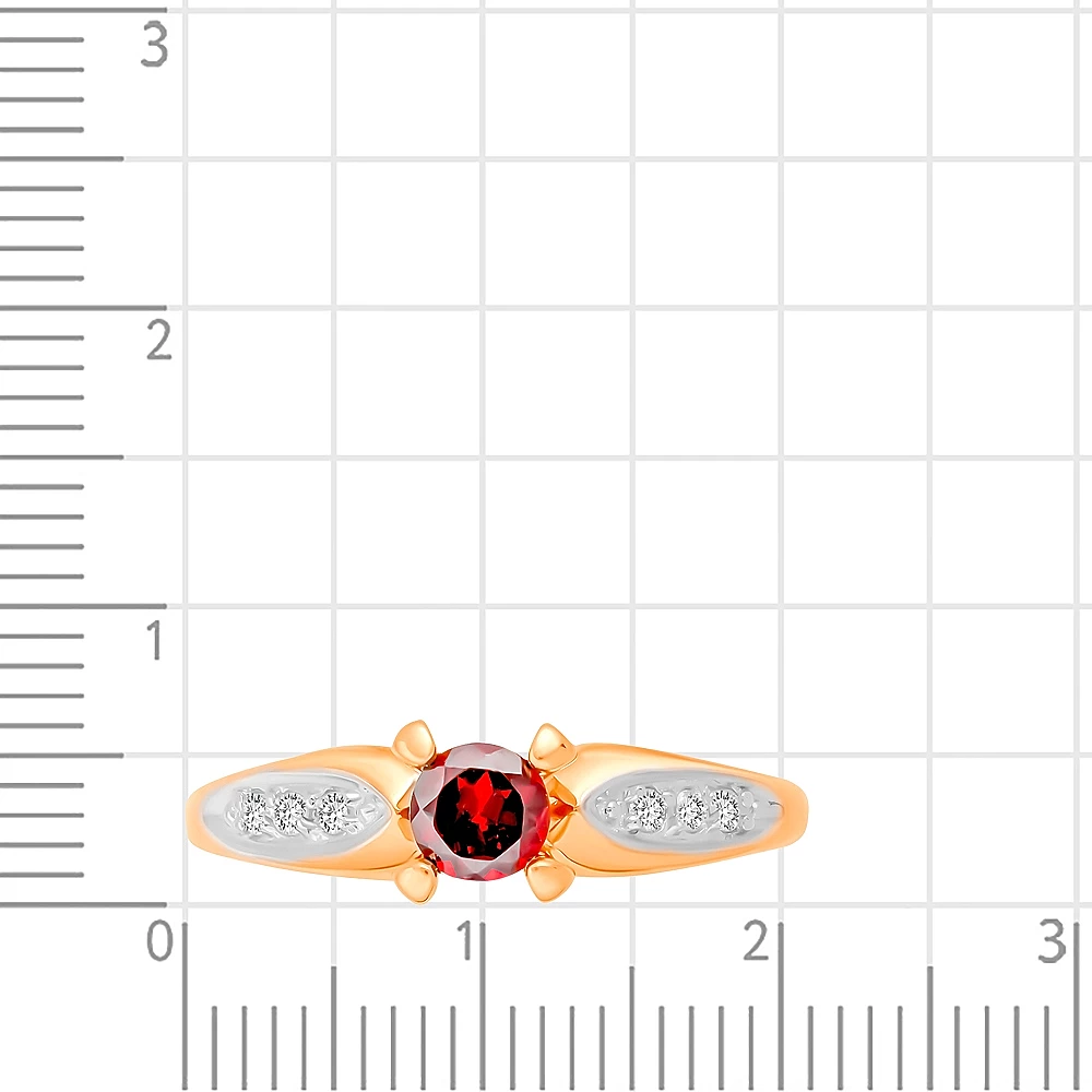 Кольцо с гранатами и фианитами из красного золота 585 пробы 2