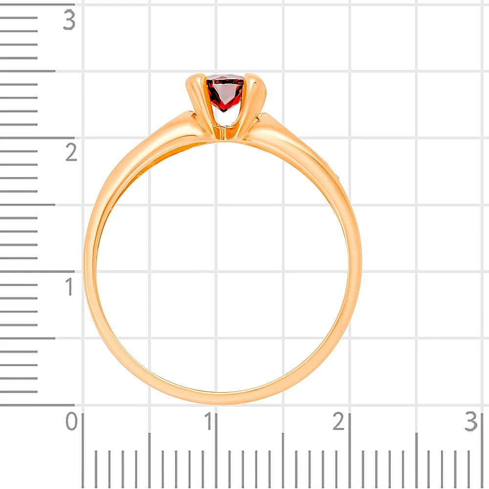 Кольцо с гранатами и фианитами из красного золота 585 пробы 3