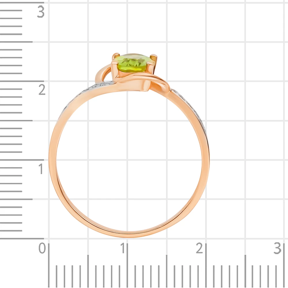 Кольцо с хризолитами и фианитами из красного золота 375 пробы 3