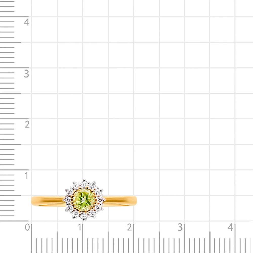 Кольцо с хризолитами и фианитами из красного золота 585 пробы 2