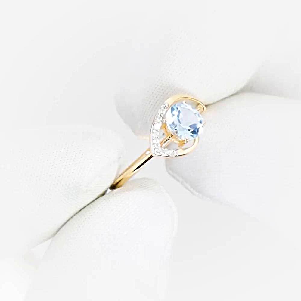 Кольцо с топазами и фианитами из красного золота 585 пробы 1