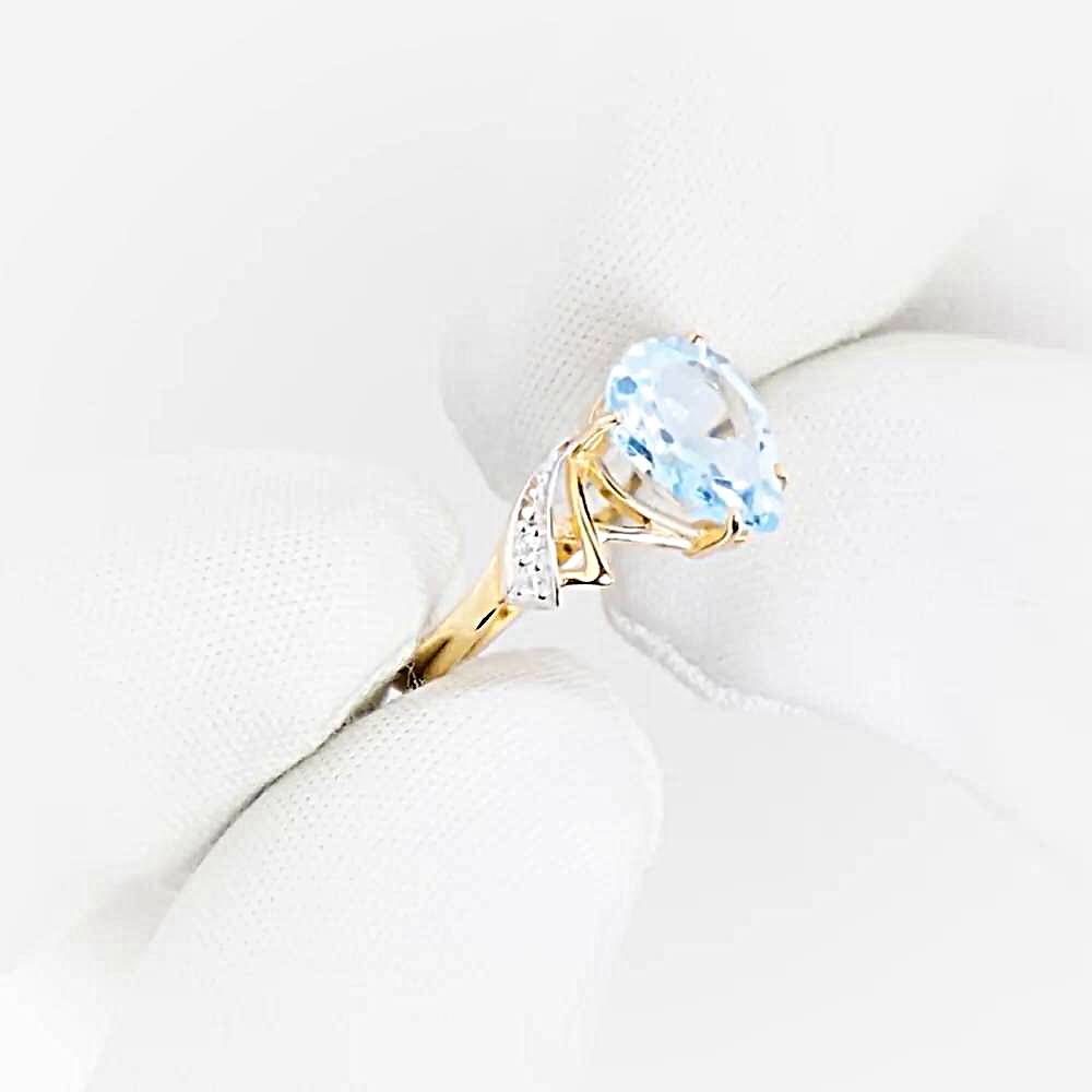 Кольцо с топазами и фианитами из красного золота 585 пробы 1