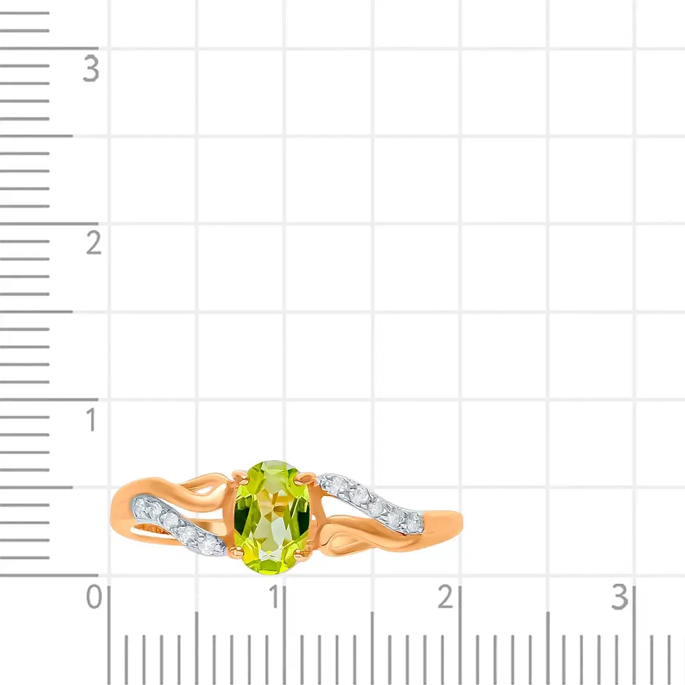 Кольцо с хризолитами и фианитами из красного золота 375 пробы 2