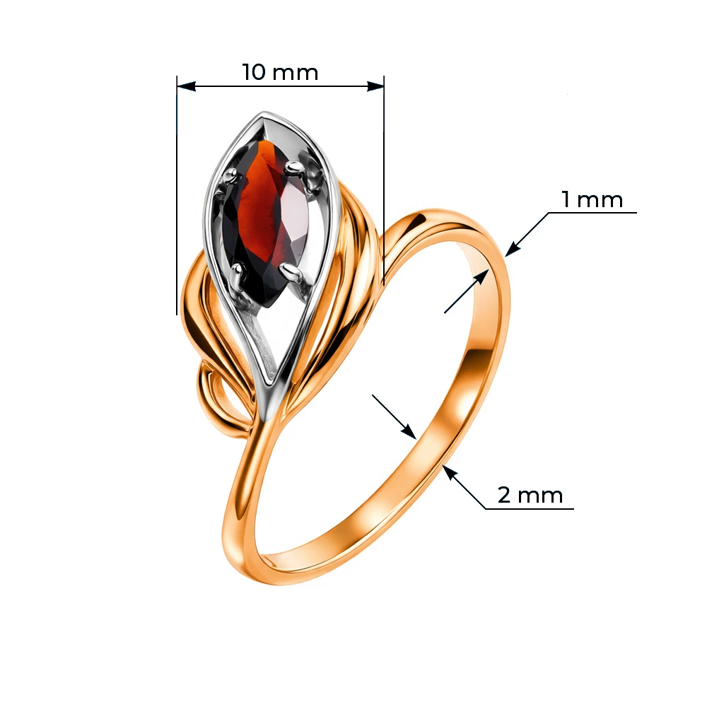 Кольцо с гранатом из красного золота 585 пробы Кольцо с гранатом из красного золота 585 пробы