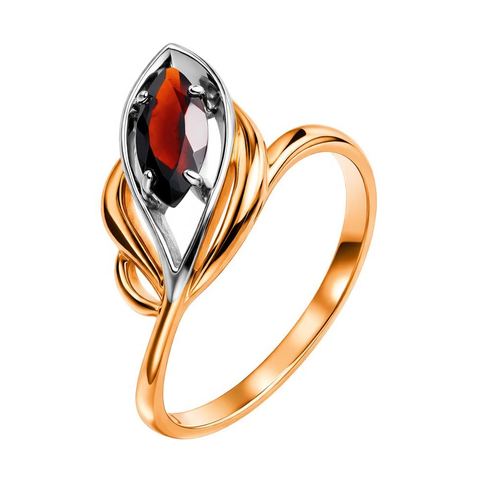 Кольцо с гранатом из красного золота 585 пробы Кольцо с гранатом из красного золота 585 пробы