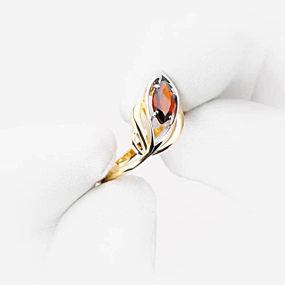 Кольцо с гранатом из красного золота 585 пробы 1