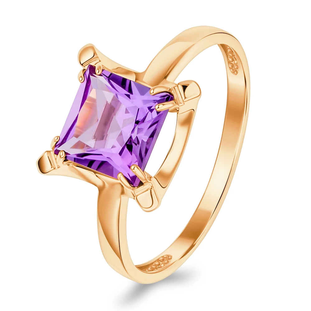 Кольцо с аметистом из красного золота 585 пробы 1