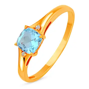 Кольцо с топазами и фианитами из красного золота 585 пробы