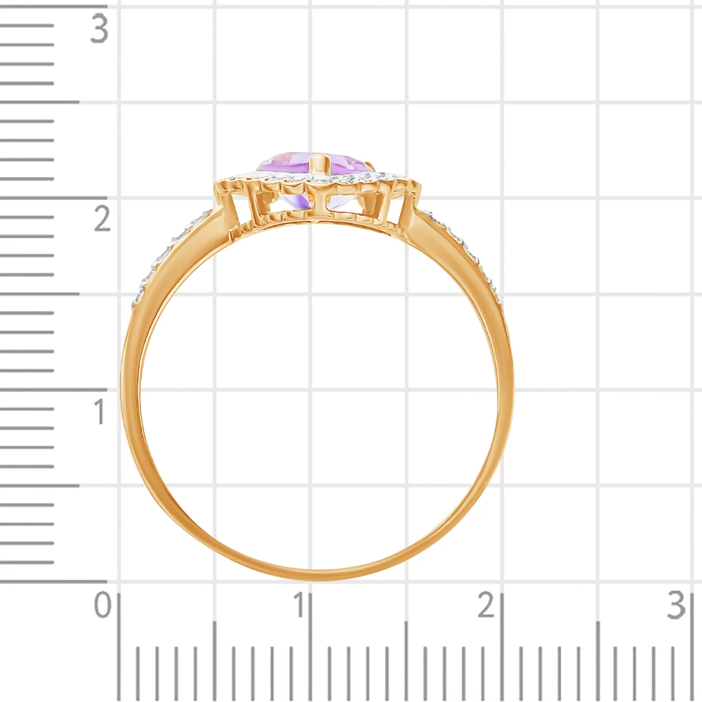 Кольцо с аметистами и фианитами из красного золота 585 пробы 4