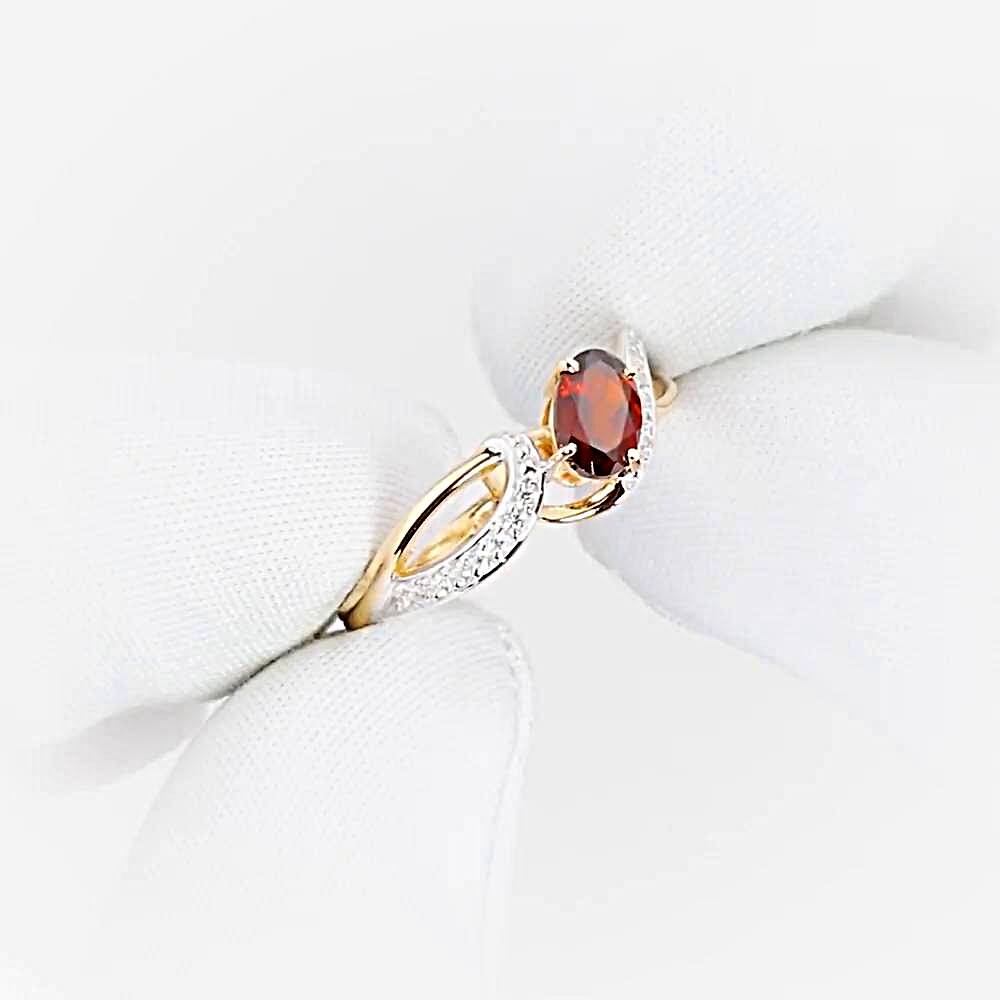 Кольцо с гранатами и фианитами из красного золота 585 пробы 1