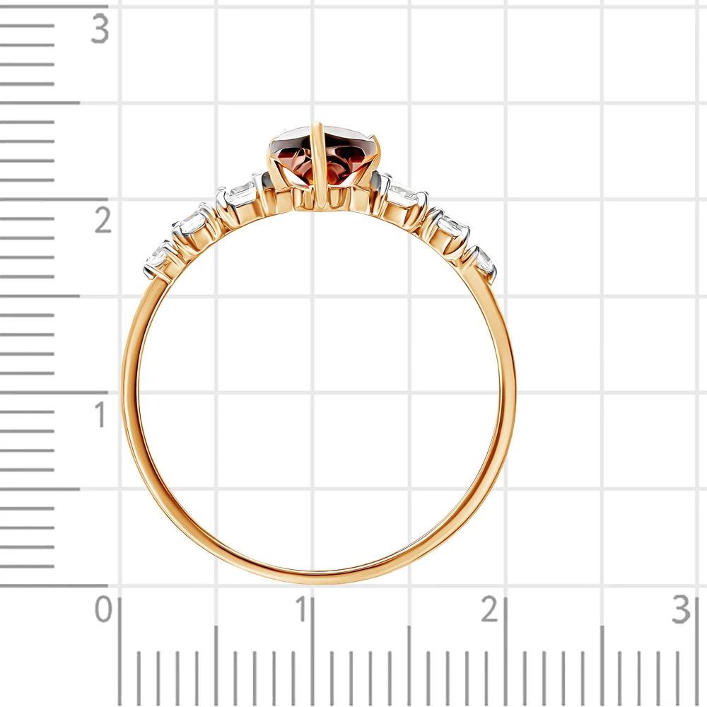 Кольцо с гранатами и фианитами из красного золота 585 пробы 4