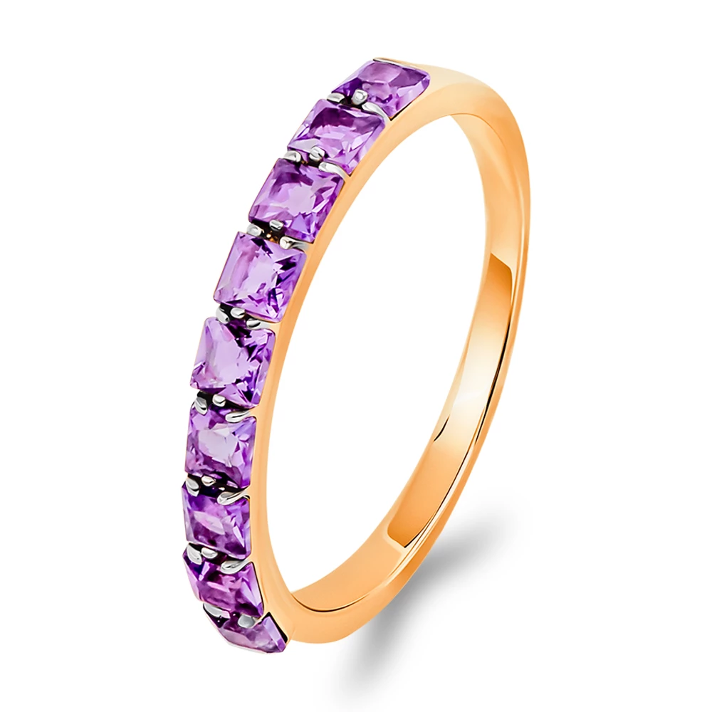 Кольцо с аметистами из красного золота 585 пробы 1