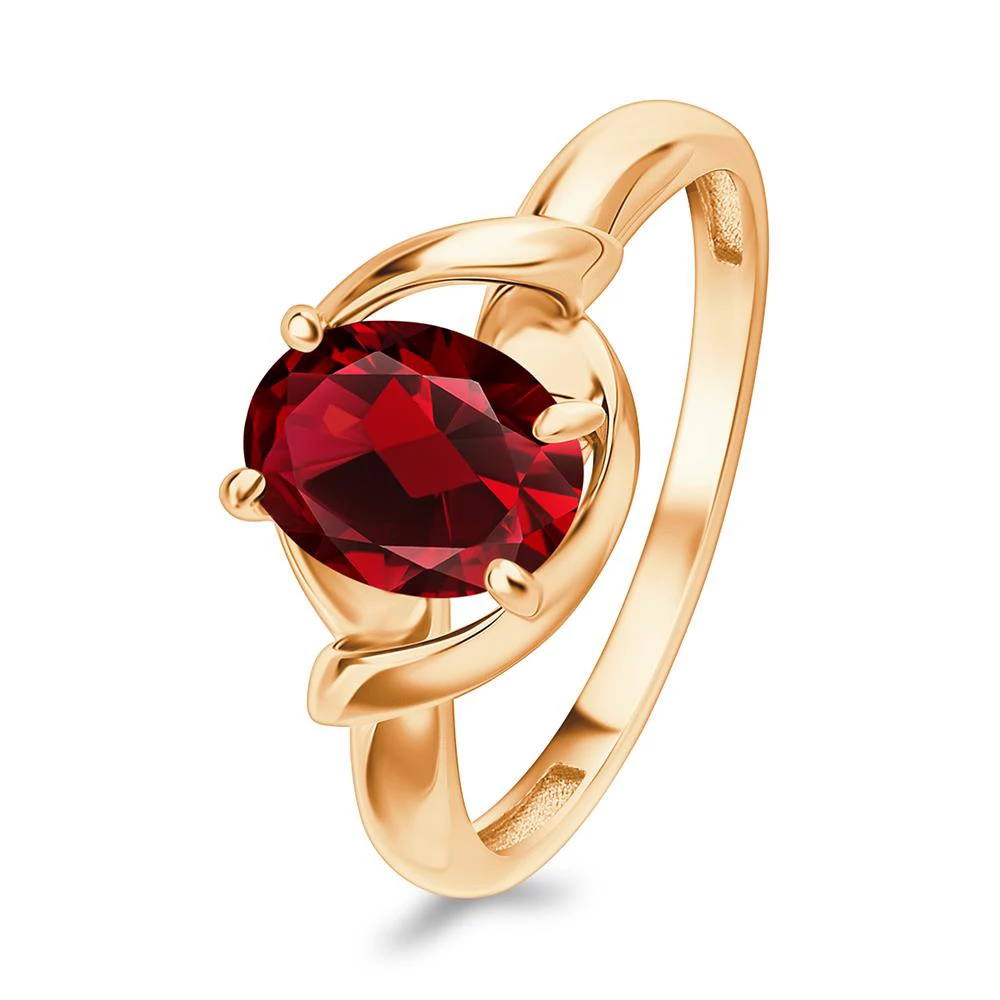 Кольцо с гранатом из красного золота 585 пробы
