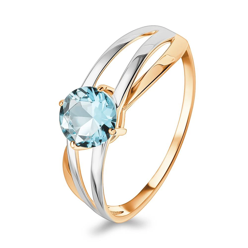 Кольцо с топазом из красного золота 585 пробы