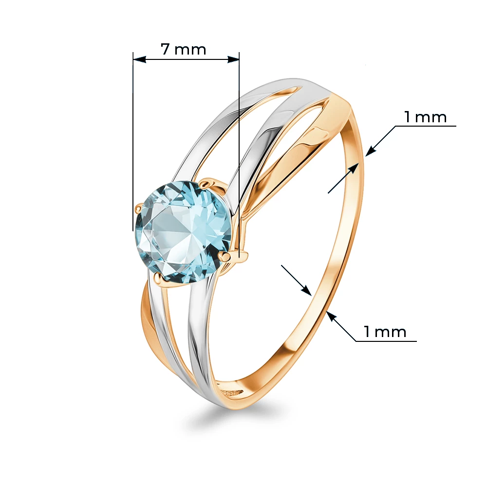 Кольцо с топазом из красного золота 585 пробы