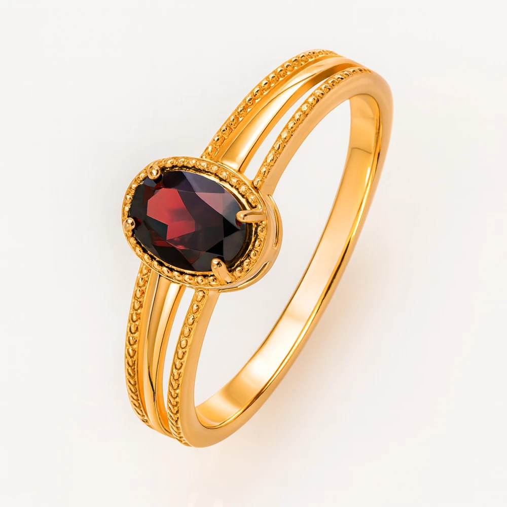 Кольцо с гранатом из красного золота 585 пробы 2
