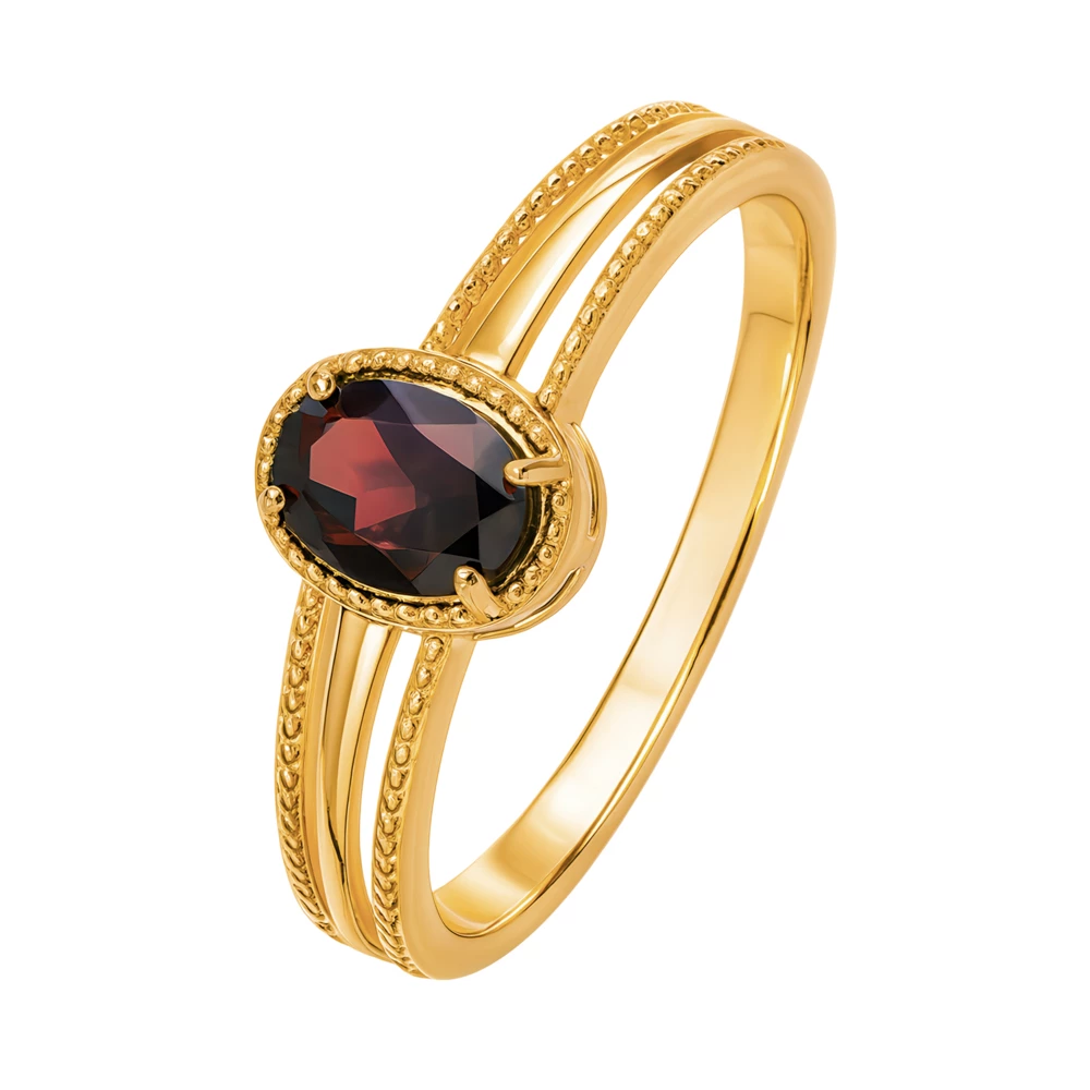 Кольцо с гранатом из красного золота 585 пробы