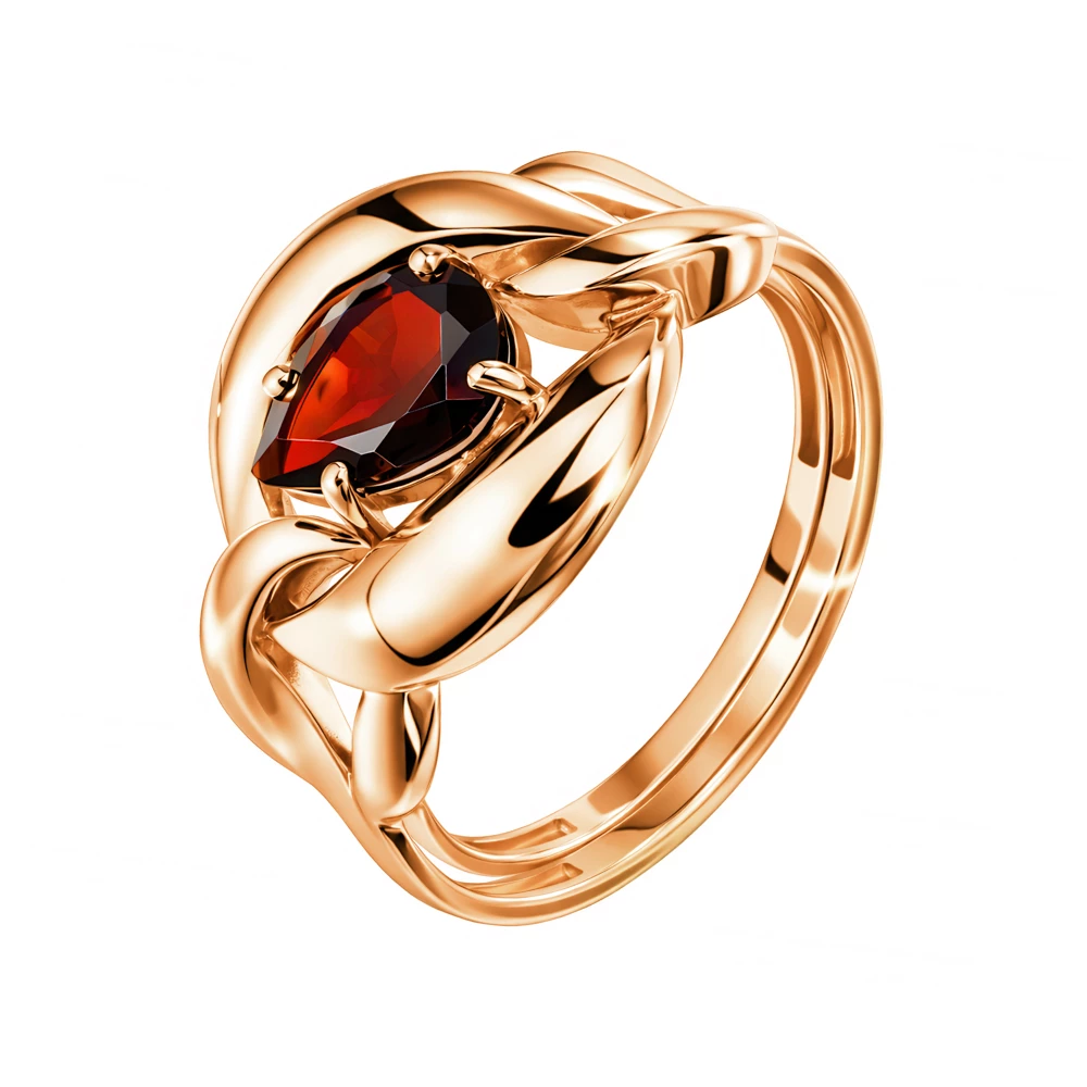 Кольцо с гранатом из красного золота 585 пробы