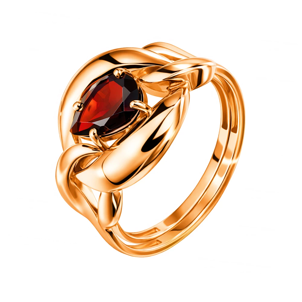 Кольцо с гранатом из красного золота 585 пробы