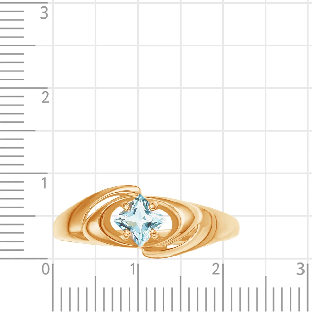 Кольцо с топазом из красного золота 585 пробы